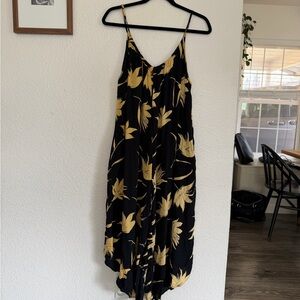 Silence + Noise Black and Gold Patterned Jumpsuit